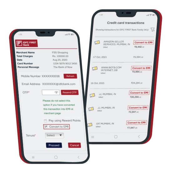 Spend above ₹ 2,500* & convert your transaction to EMI in multiple ways 