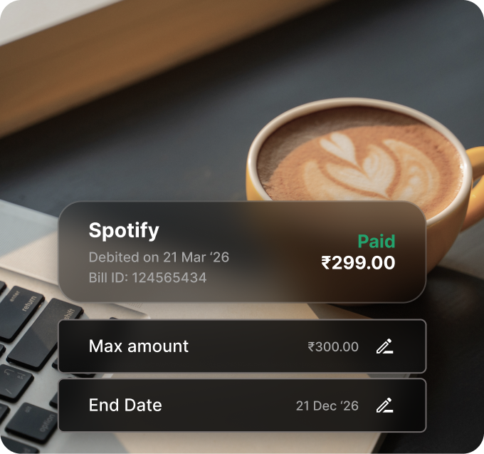 Recurring payment controls for Spotify with an editable maximum amount and end date